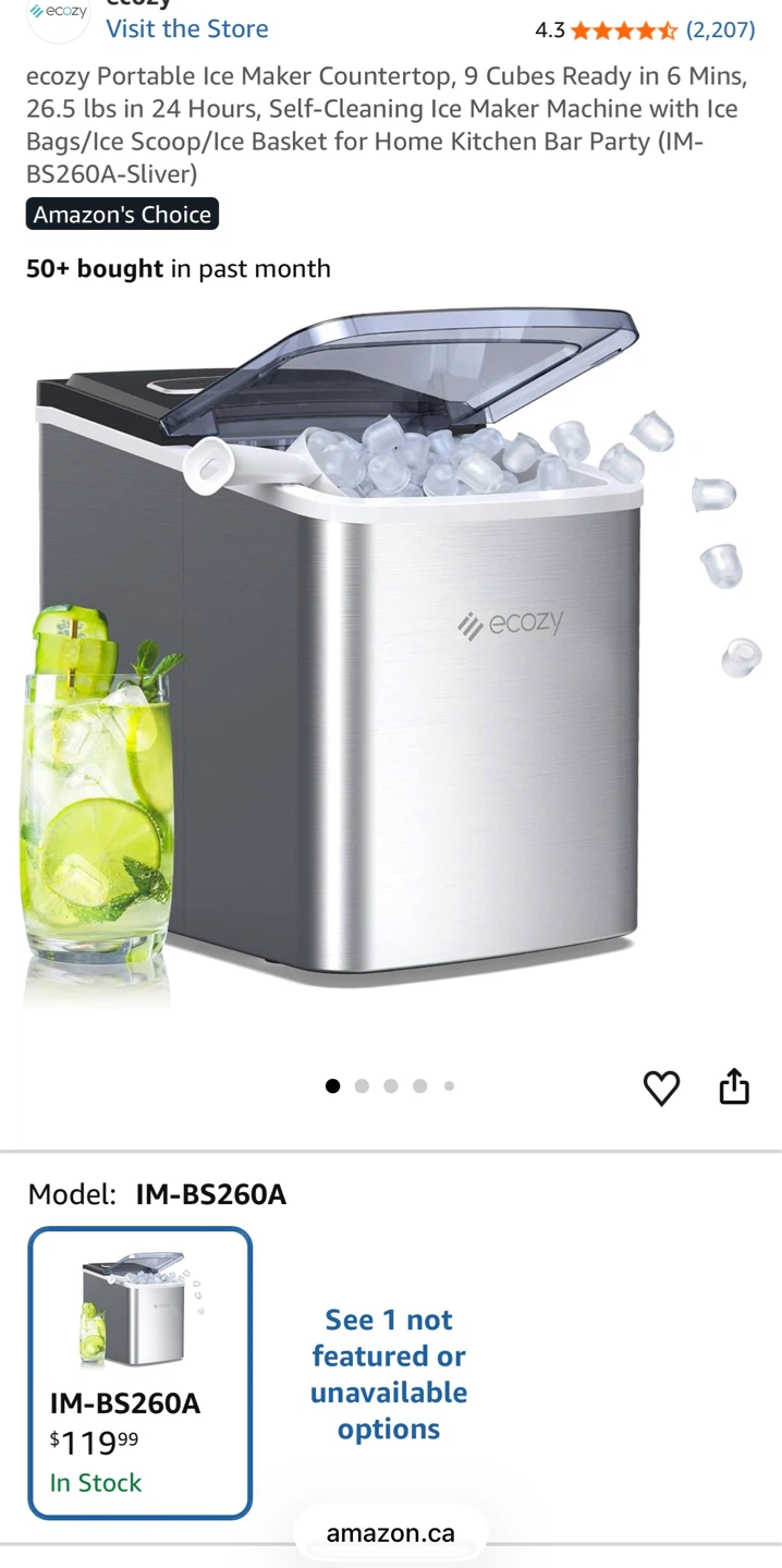 Ecozy Portable Countertop Ice Maker IM-BS260A