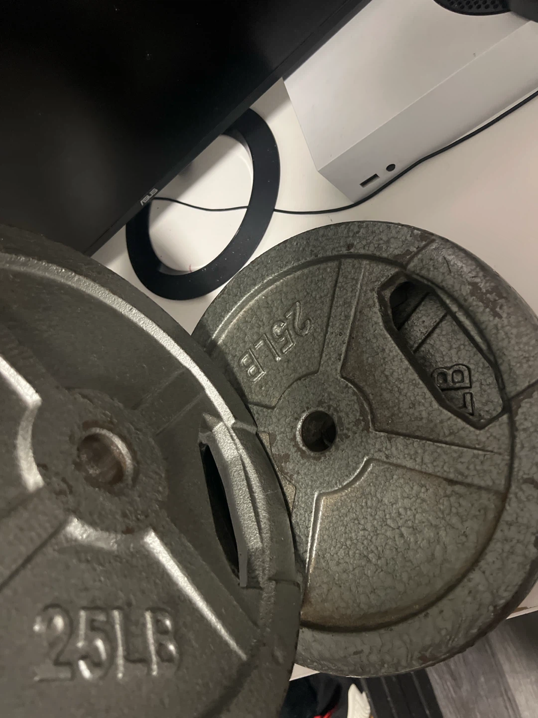 Three 25lb Cast Iron Weight Plates - photo 3
