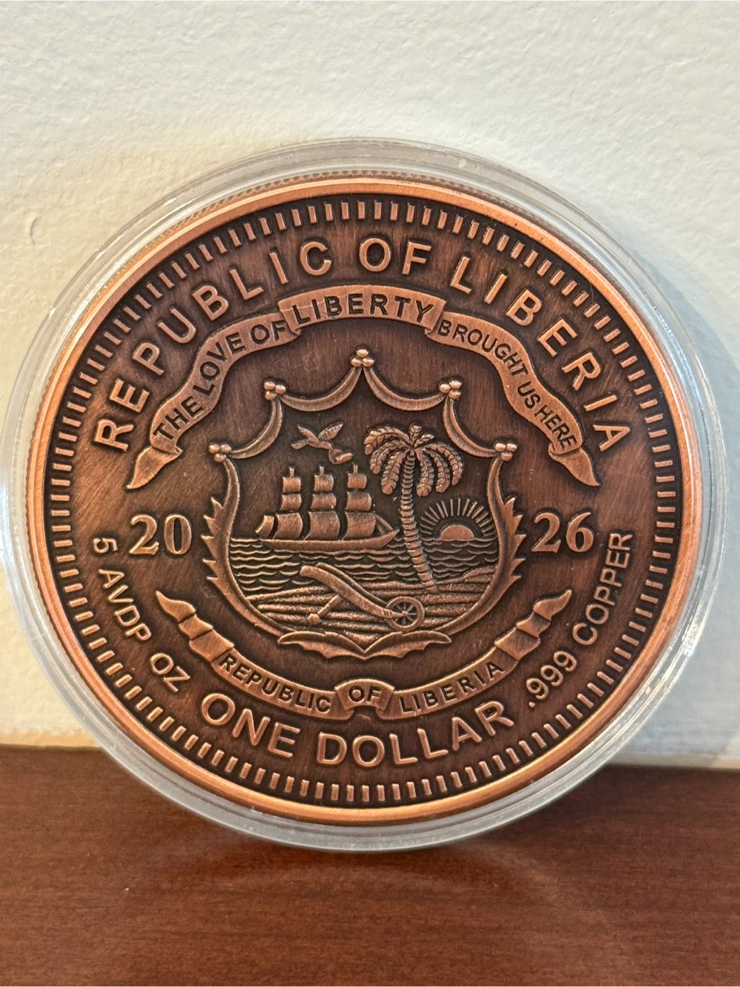 5 oz Copper Dragon coin with a knight protecting a child - photo 2