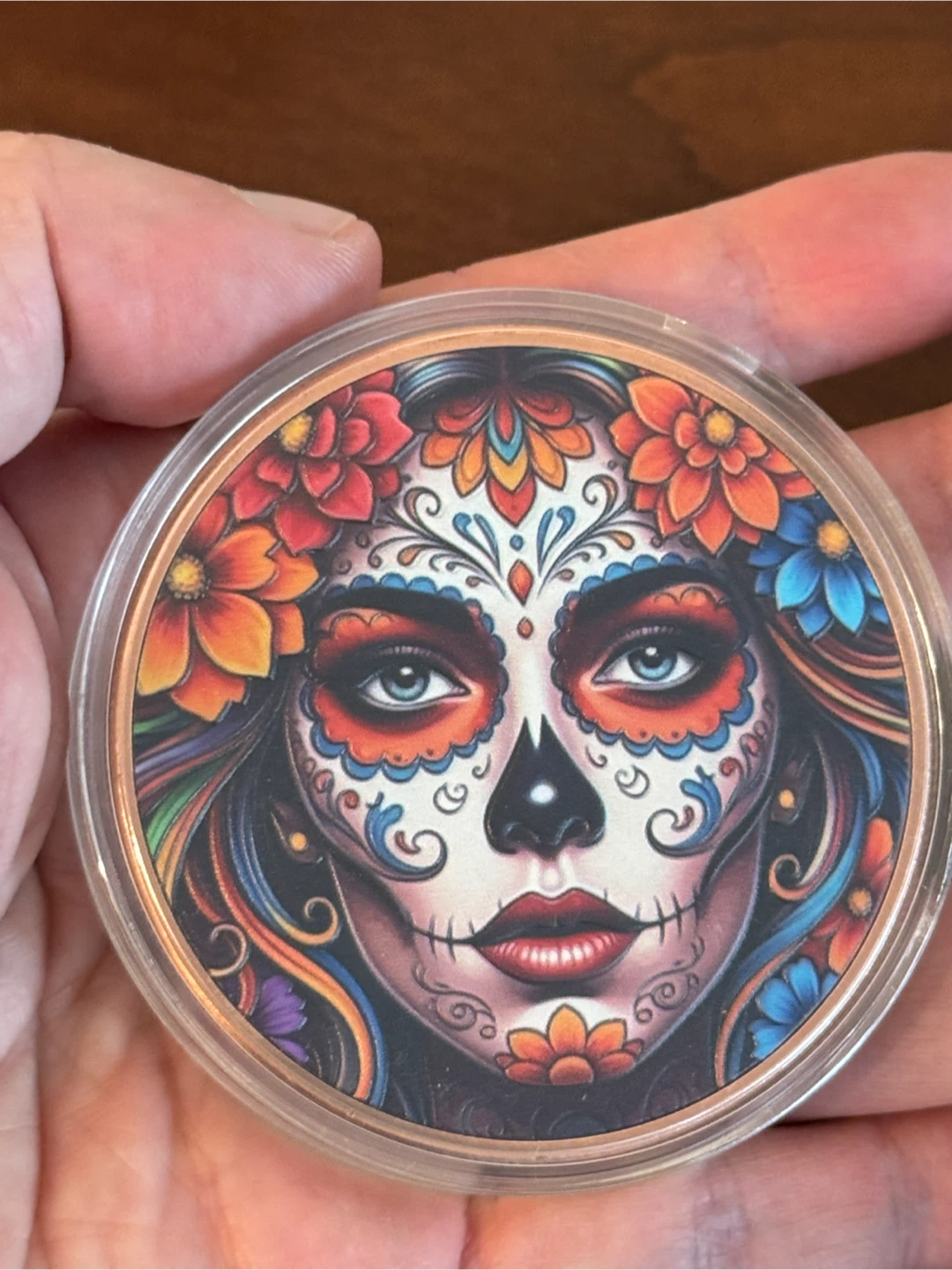 Republic of Liberia 5 oz Copper Coin Mexican lady face paint - photo 3