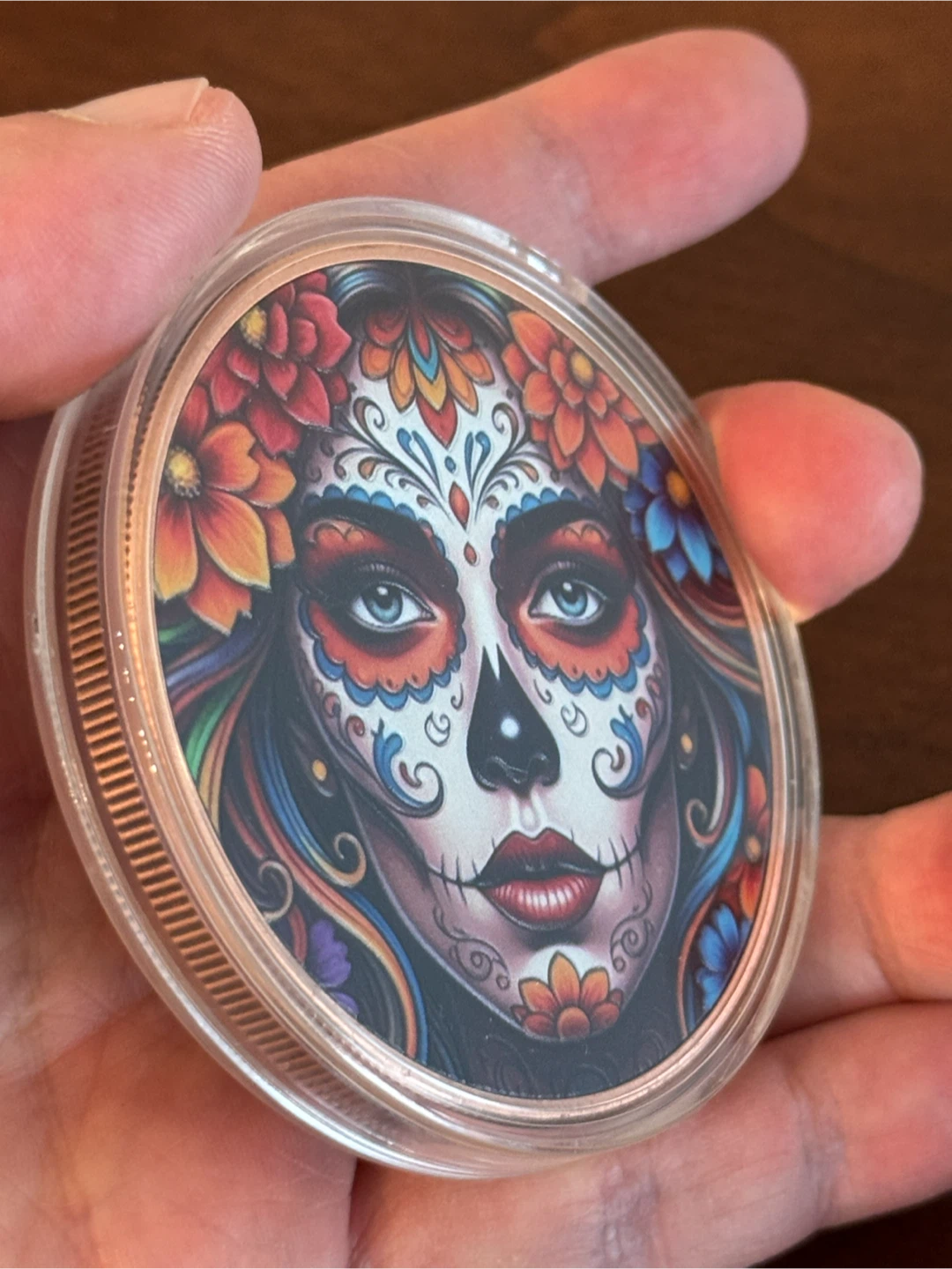 Republic of Liberia 5 oz Copper Coin Mexican lady face paint - photo 4