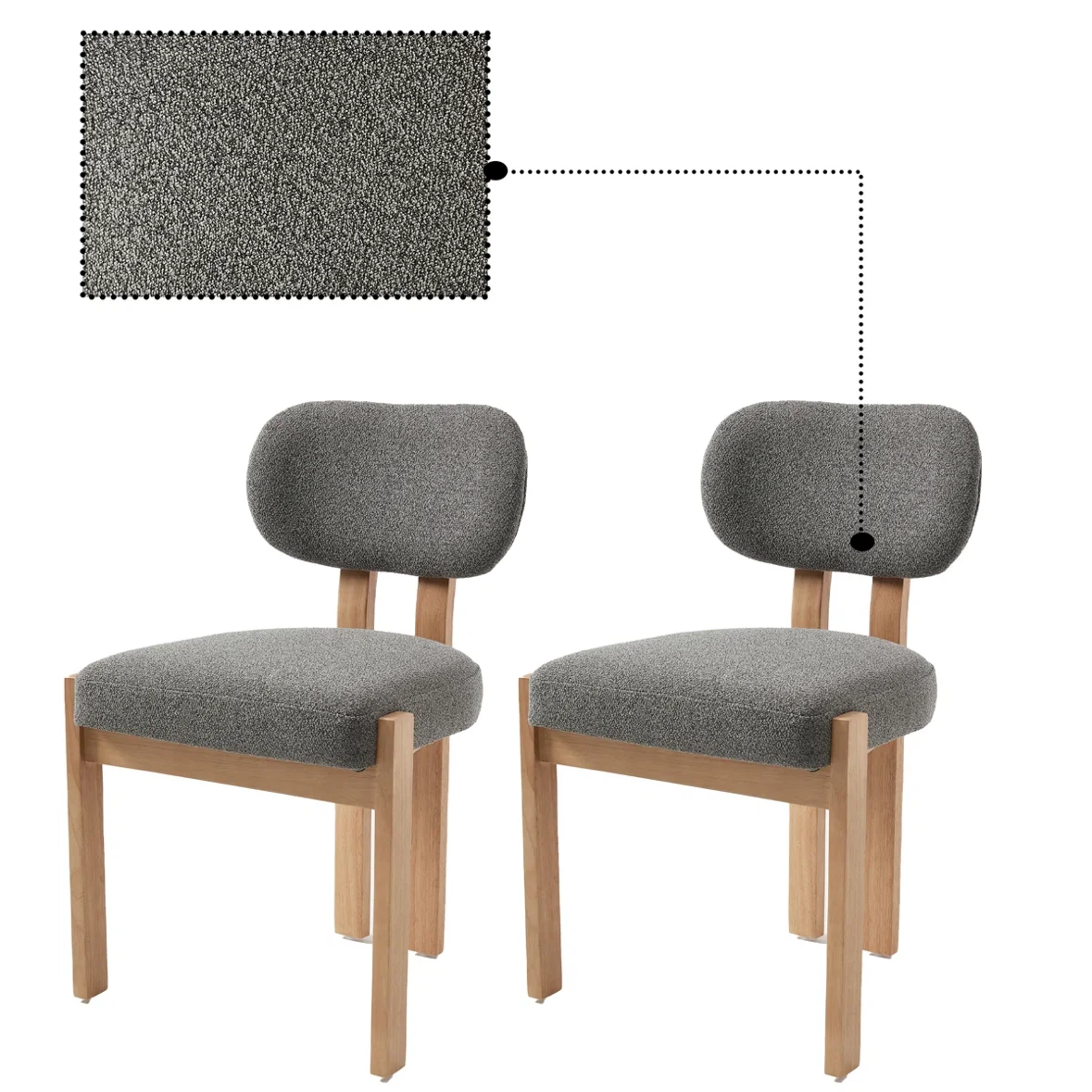 Set of two grey upholstered dining chairs - photo 4