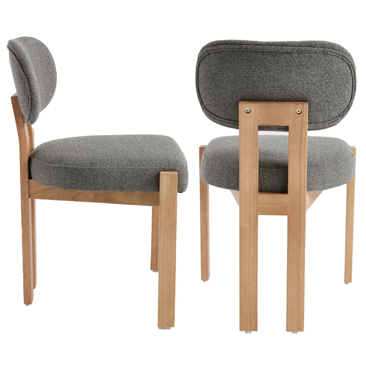 Set of two grey upholstered dining chairs - photo 5