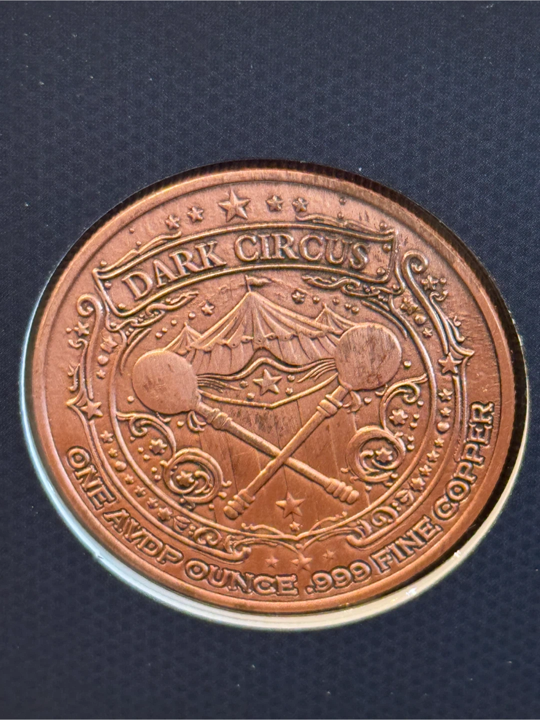 Dark Circus Scary clown 1 oz .999 Fine Copper Coin - photo 2