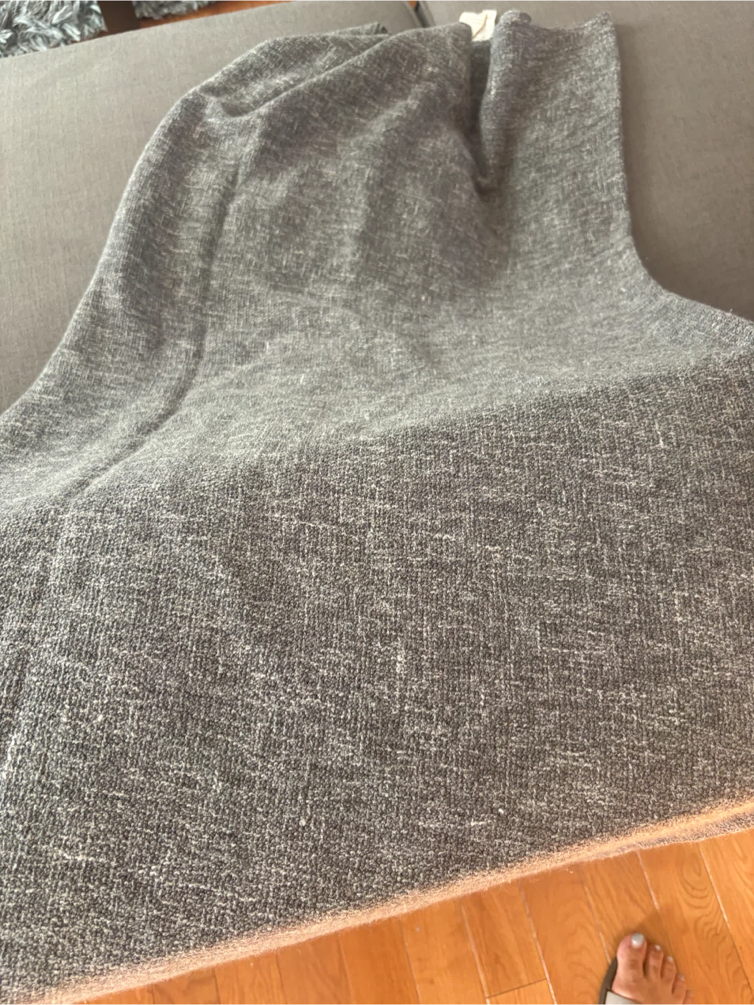 Grey Textured Throw Blanket