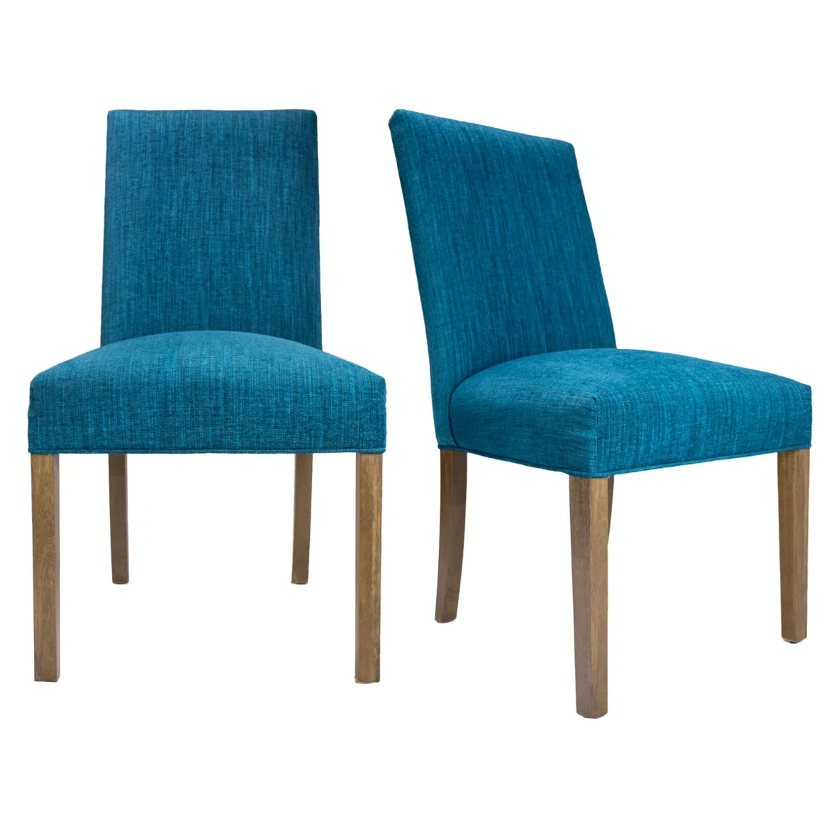 Set of 2 Teal Fabric Dining Chairs