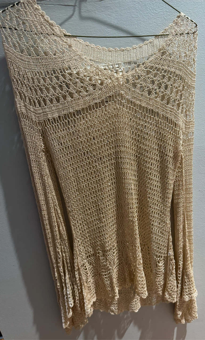 Cream Crochet Long Sleeve Top - photo 2