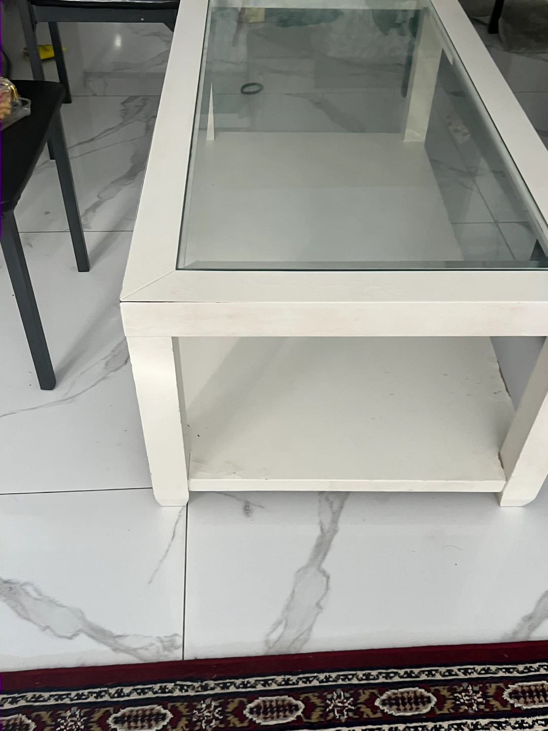 White Coffee Table with Glass Top