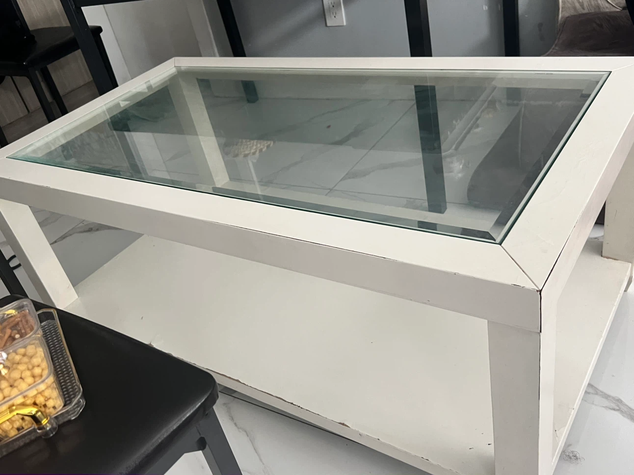White Coffee Table with Glass Top - photo 2
