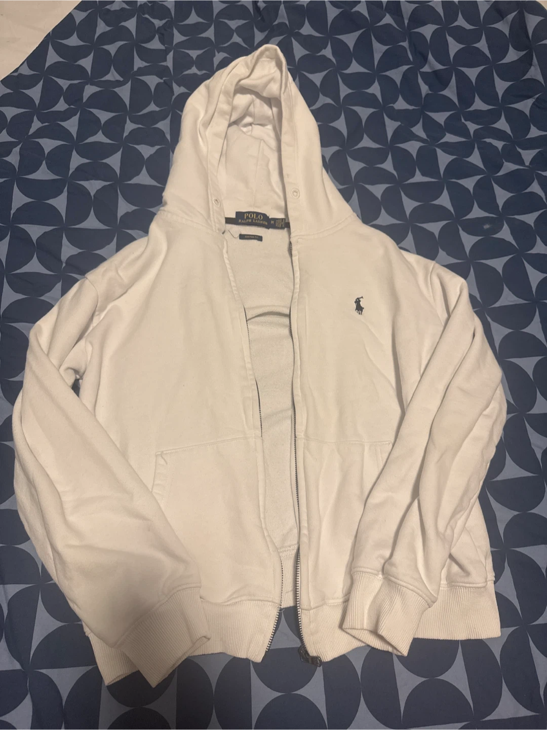 Polo Ralph Lauren White Zip-Up Hoodie