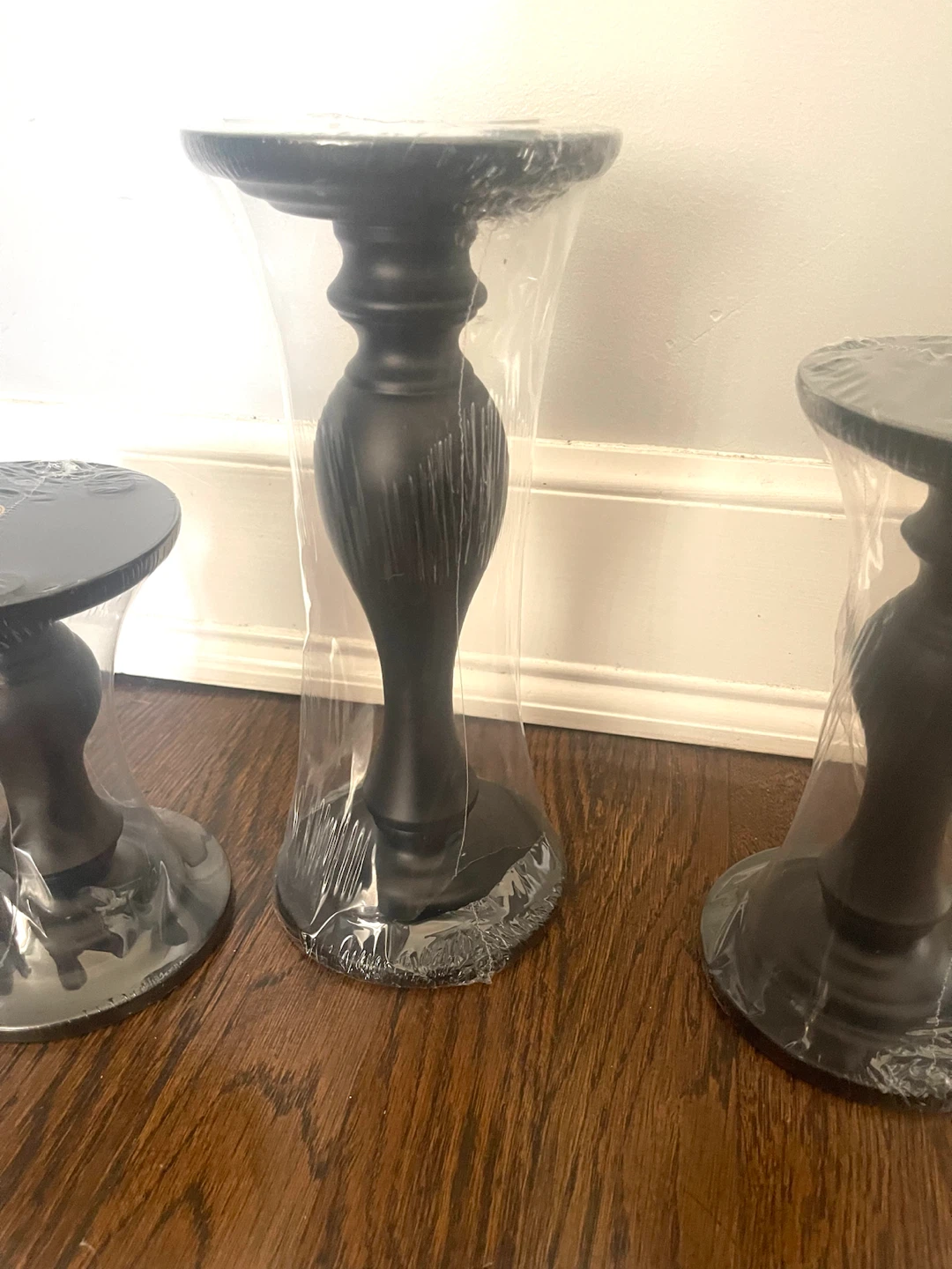 Set of 3 Matte Black Pillar Candle Holders - photo 4