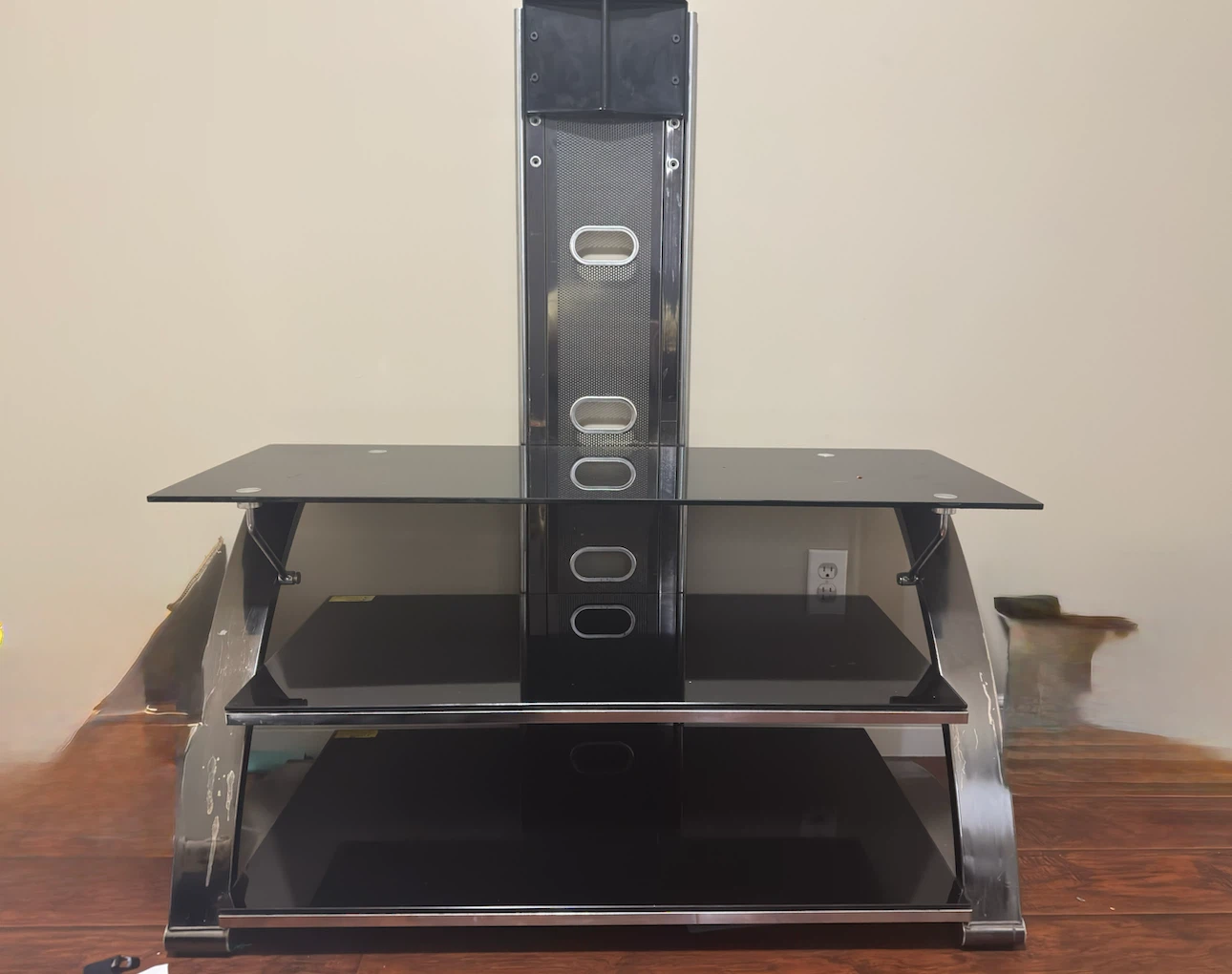 Black Glass TV Stand with Mount