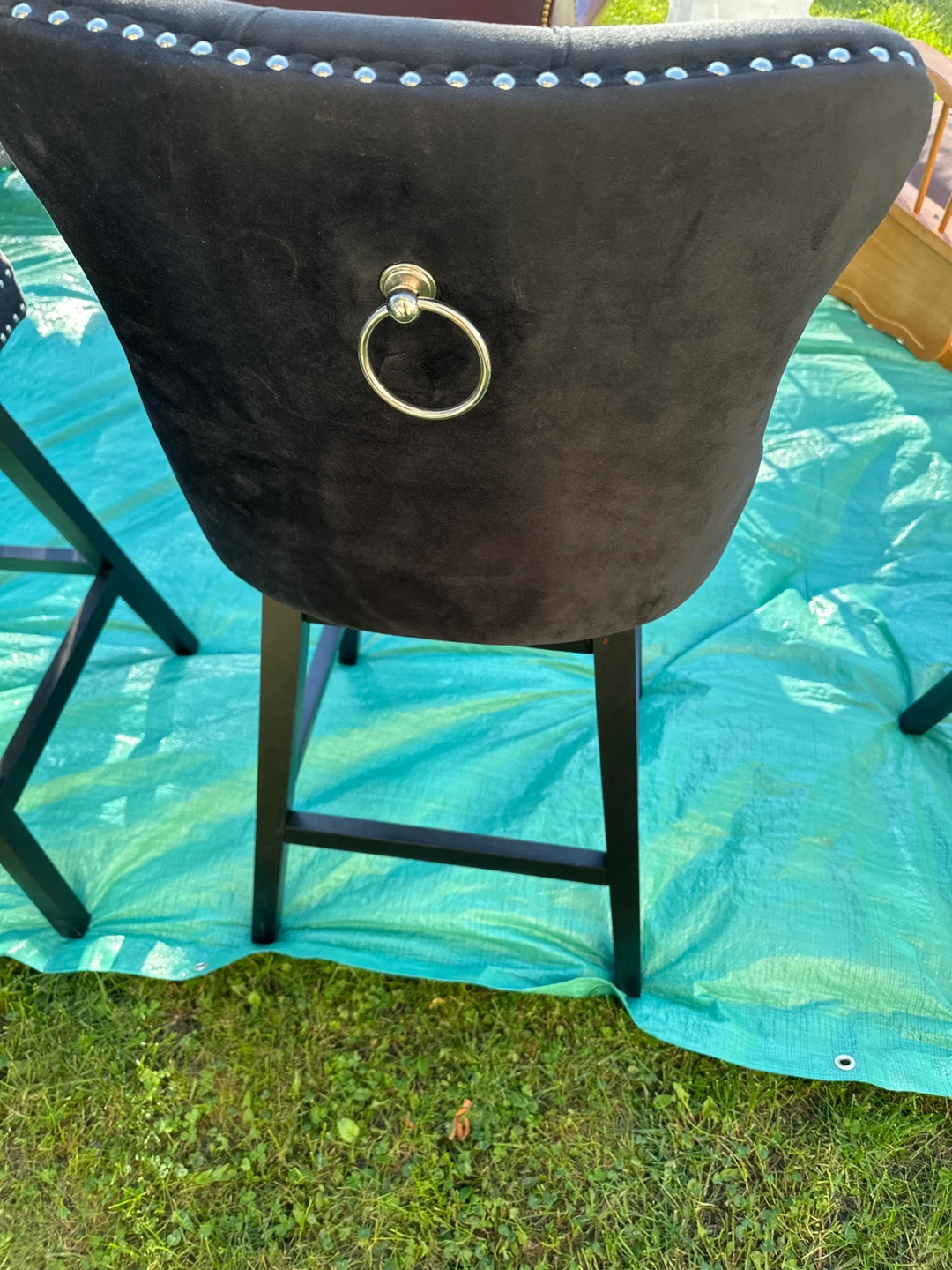 Set of 4 Black Velvet swivel Bar Stools - photo 4