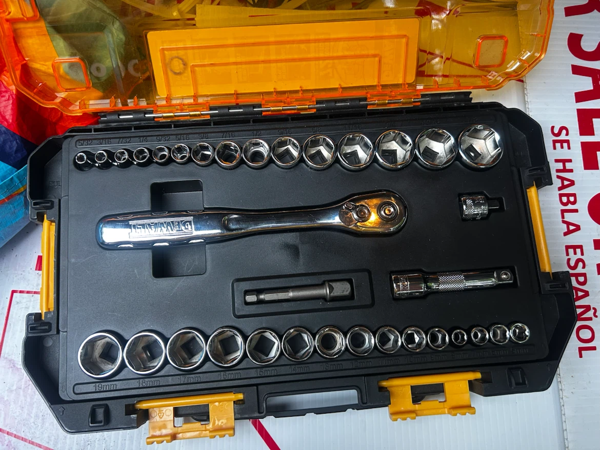 DEWALT Tough Box Tool Kit, 1/4" & 3/8" Drive Socket Set - photo 3