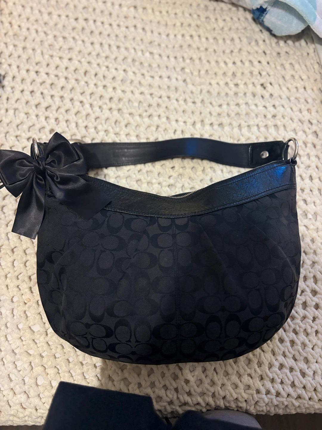 Large Black Coach Soho Pleated Hobo/Shoulder Bag