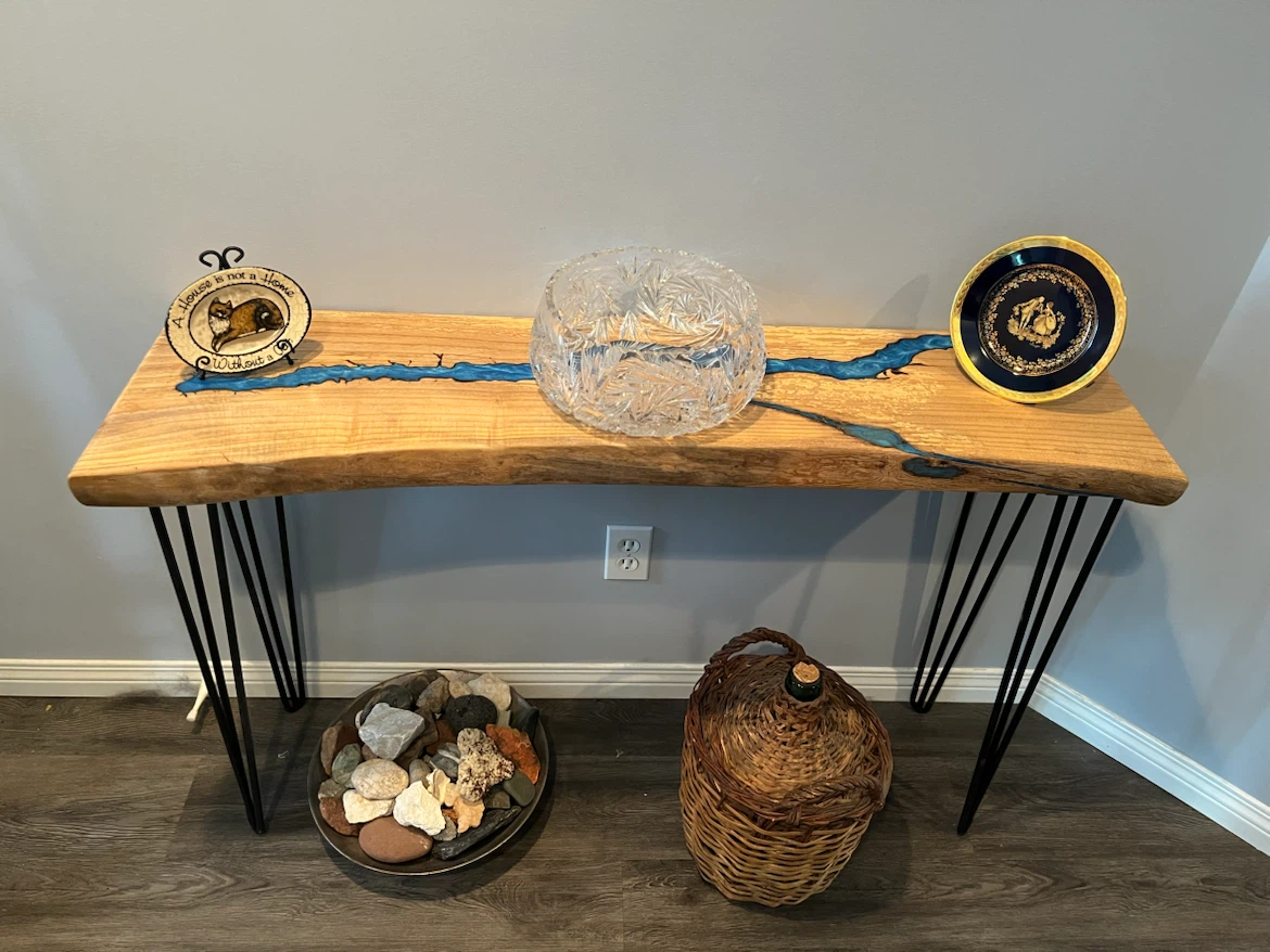 Live Edge Epoxy Console Table