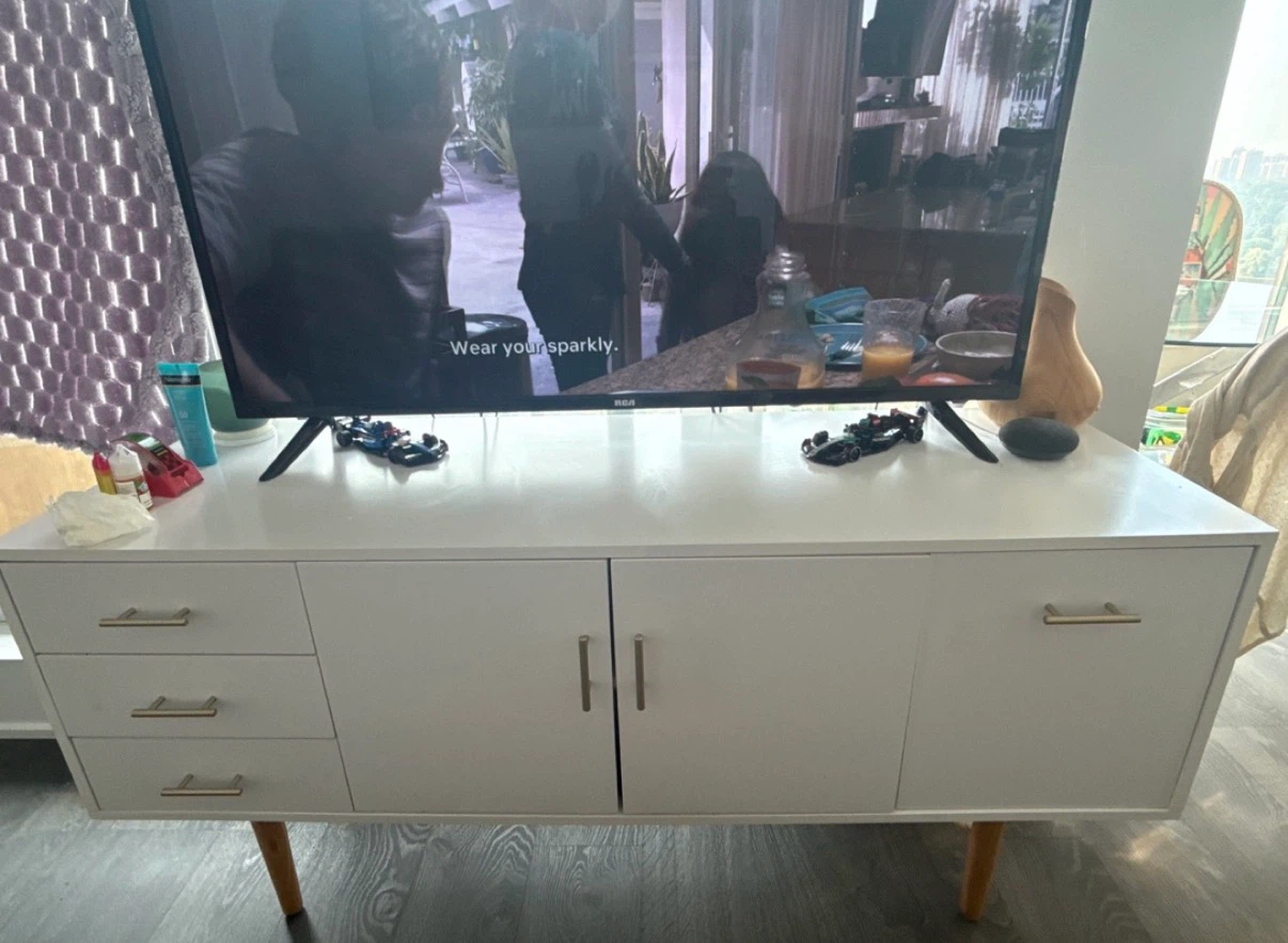 White Mid-Century Style Media Console - photo 3