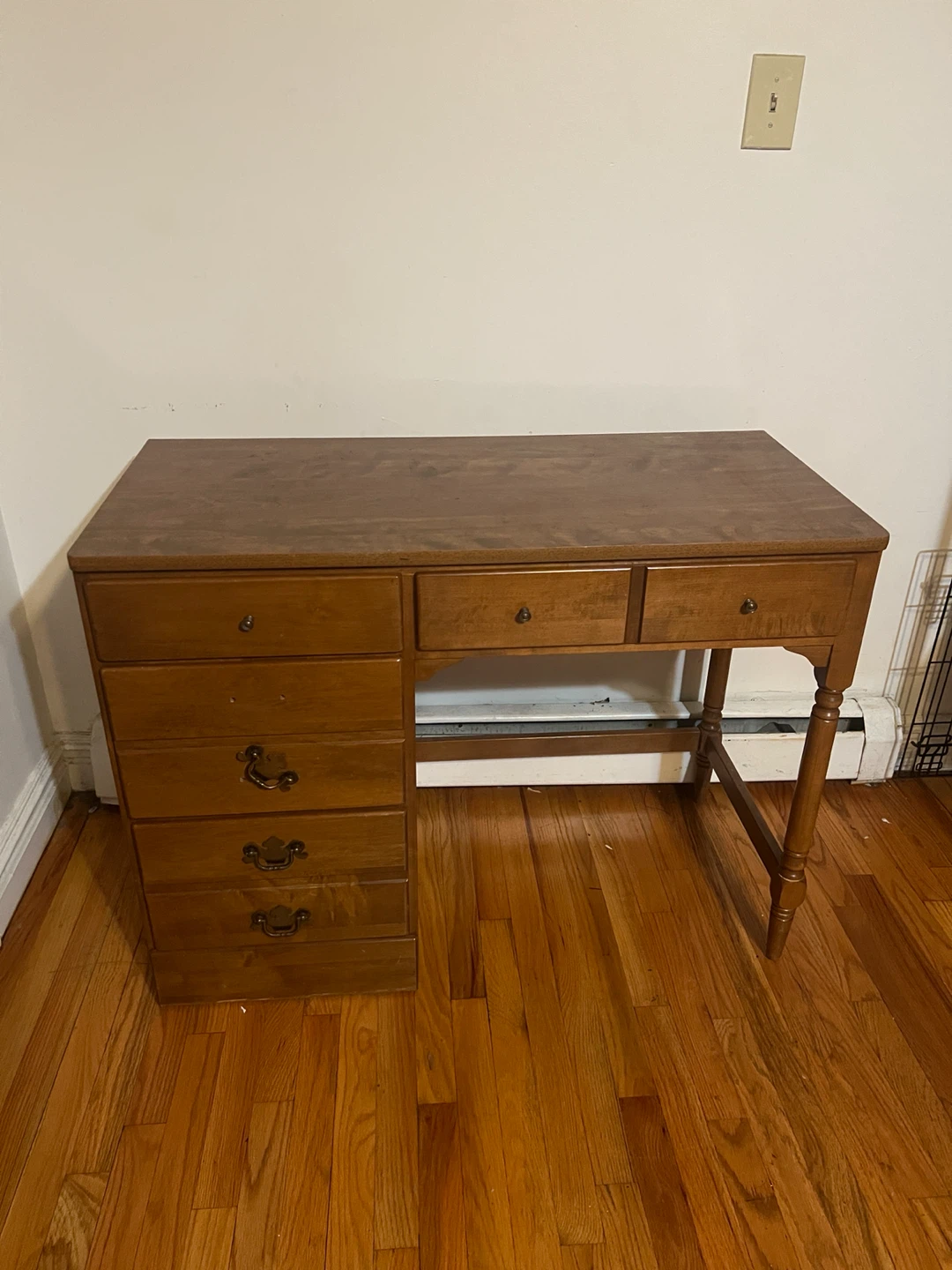 Vintage Wooden Desk with Storage Drawers