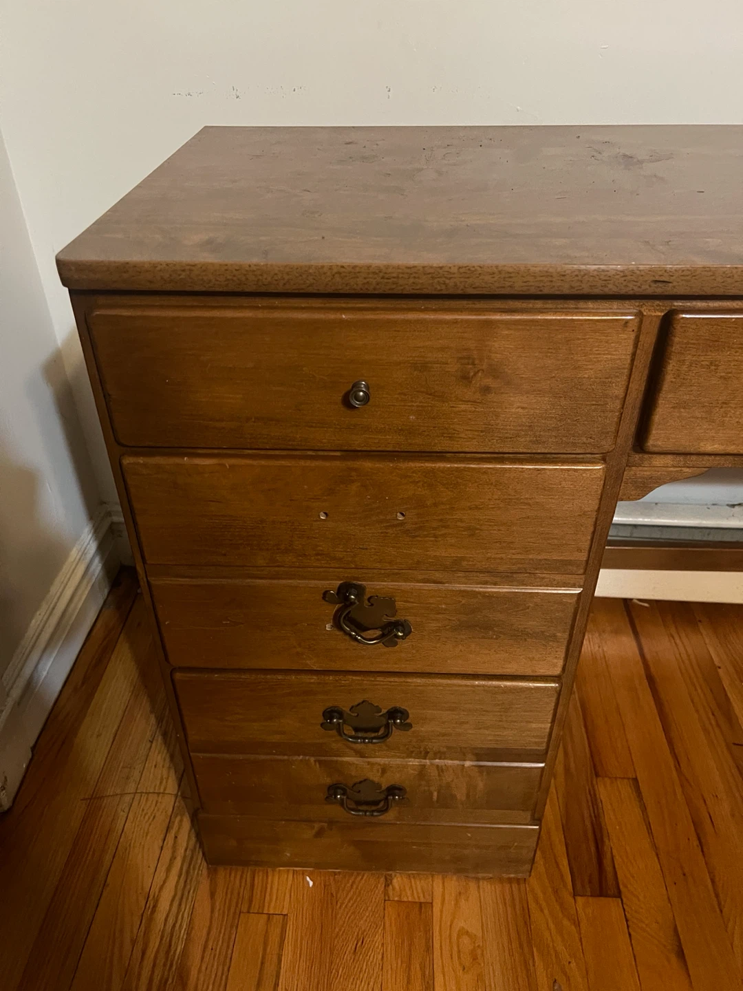 Vintage Wooden Desk with Storage Drawers - photo 2