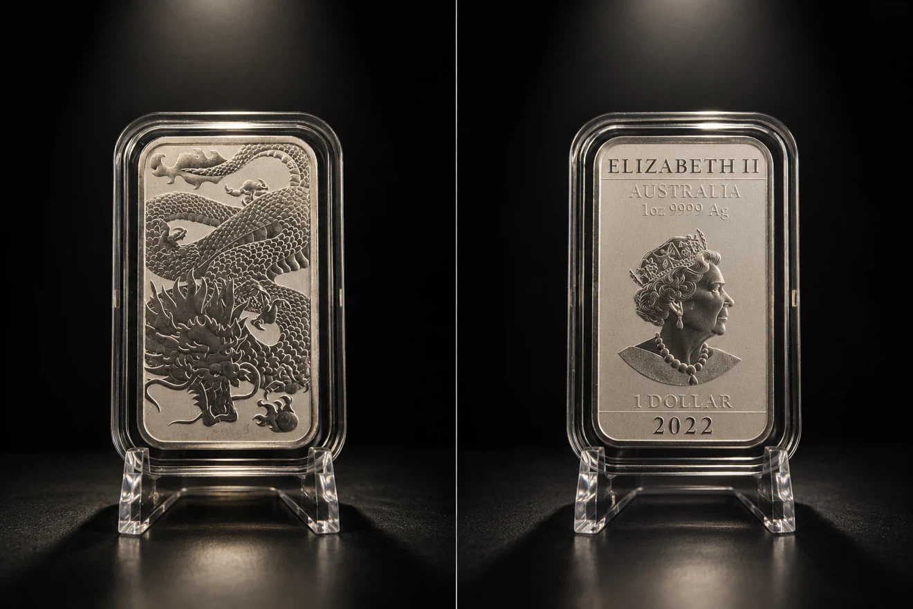 2022 Australian 1oz Silver Dragon Bar
