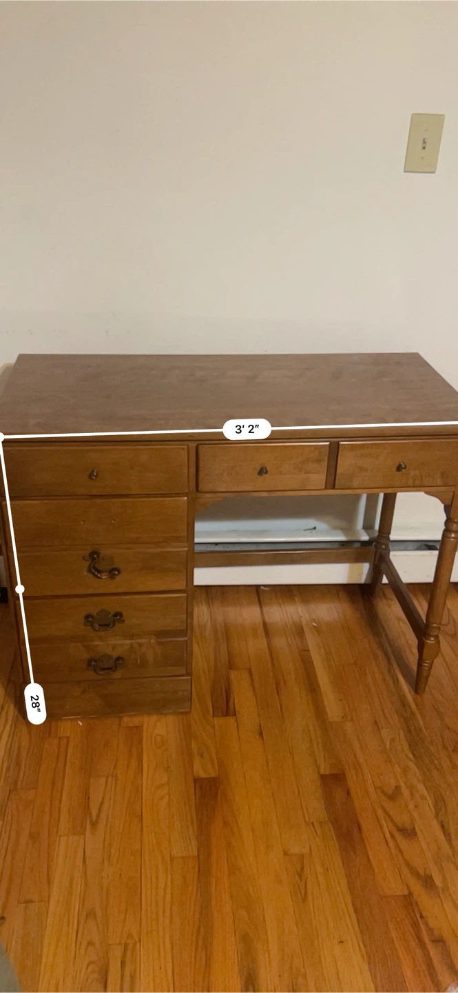 Vintage Wooden Desk with Storage Drawers - photo 5
