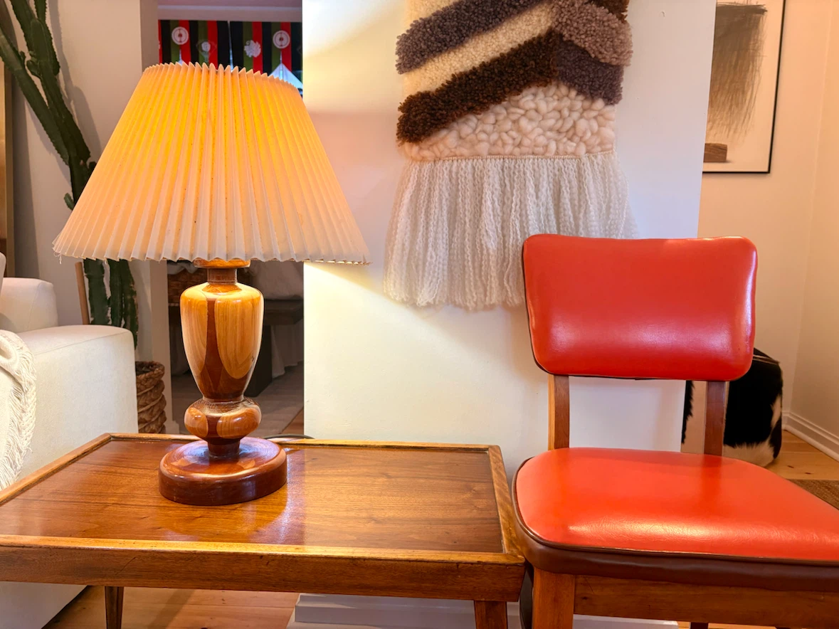 Vintage Turned Wood Table Lamp
