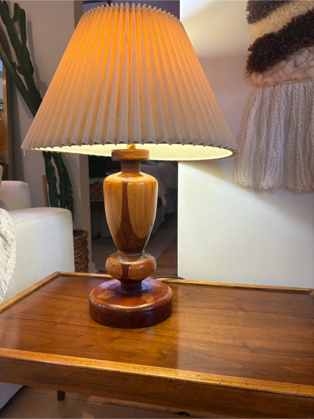 Vintage Turned Wood Table Lamp - photo 2