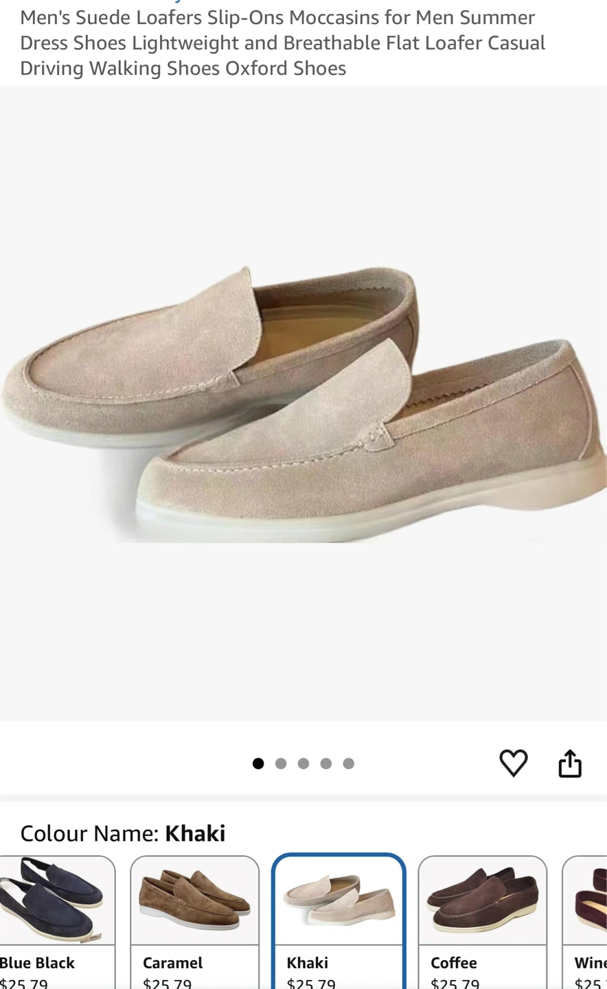 Amazon- Men's Suede Loafers - Khaki-size 11