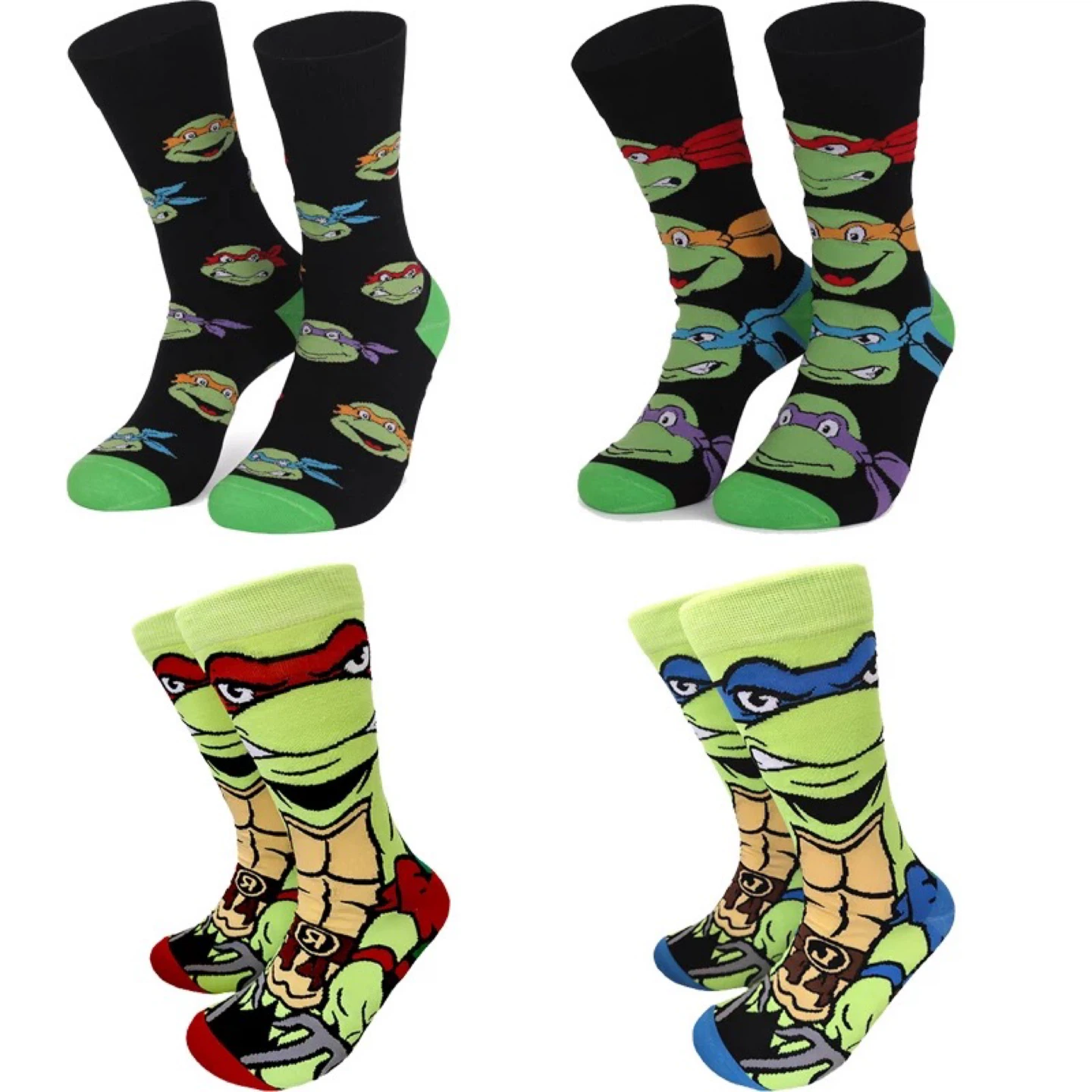 4 Pair TEENAGE MUTANT NINJA TURTLES Adult Socks Size 6-11