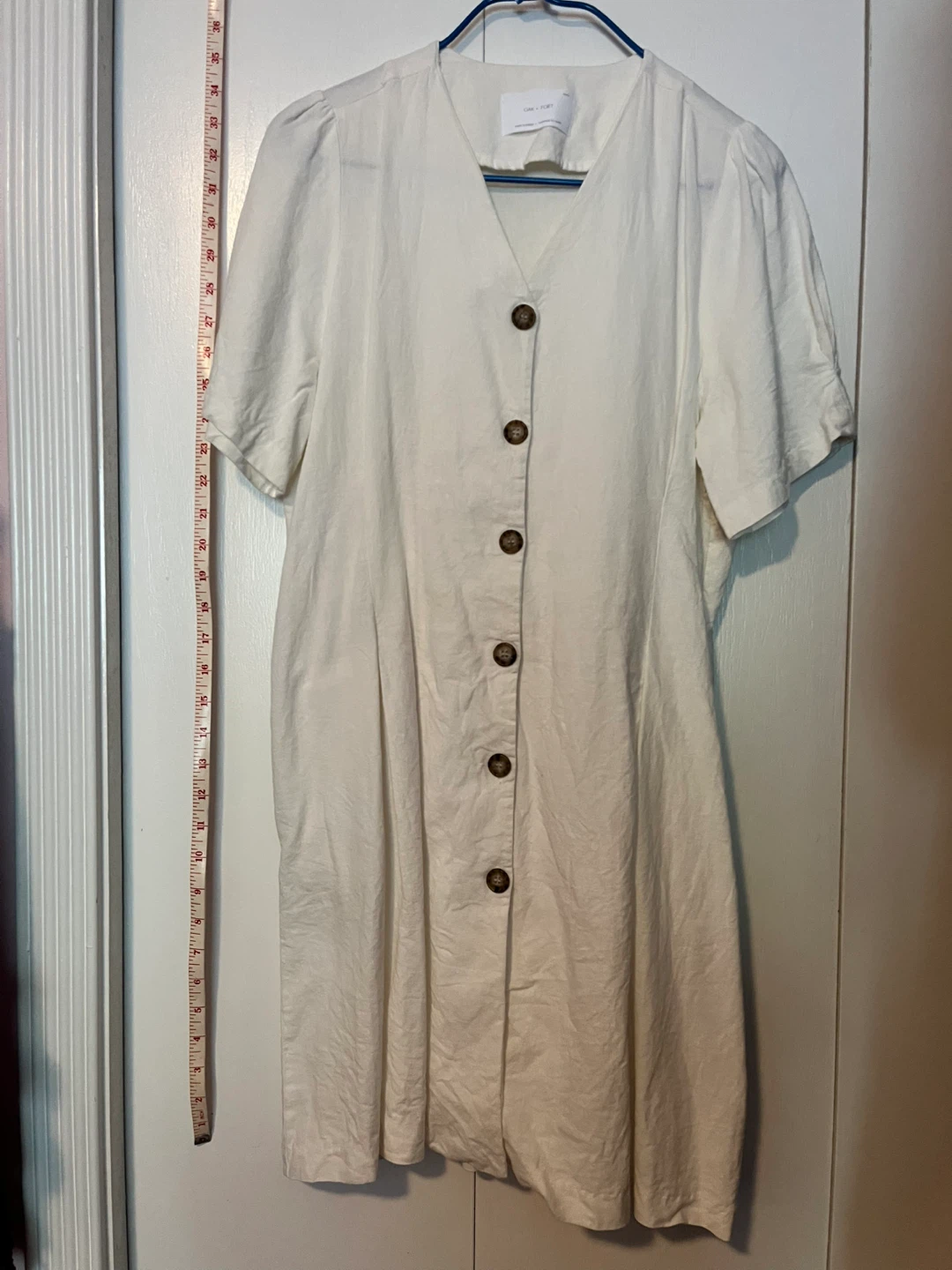Oak + Fort White Button-Down Dress
