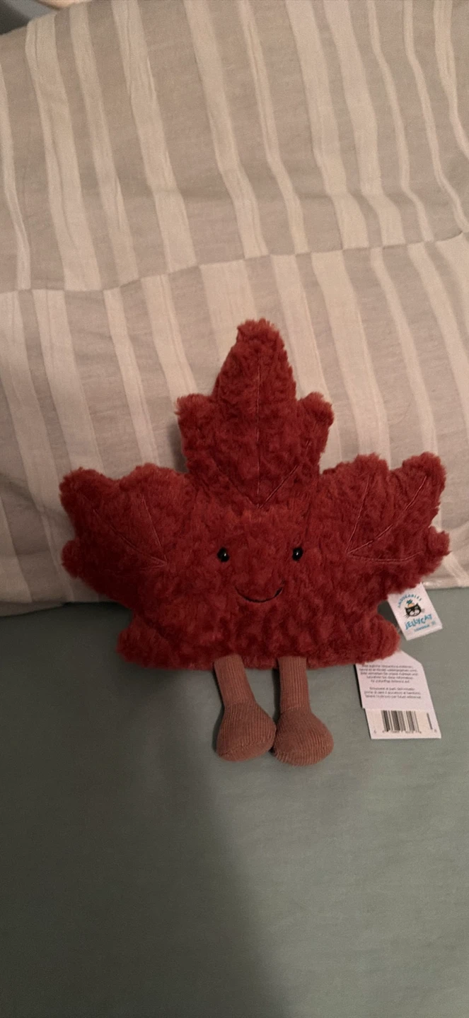 Jellycat maple leaf tags on
