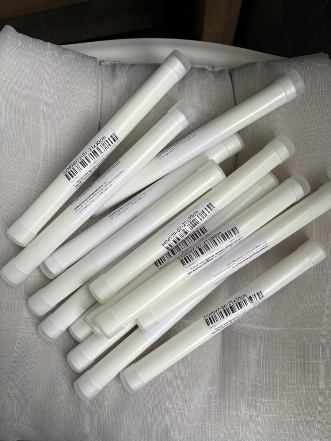 Set of 12 empty plastic tube containers