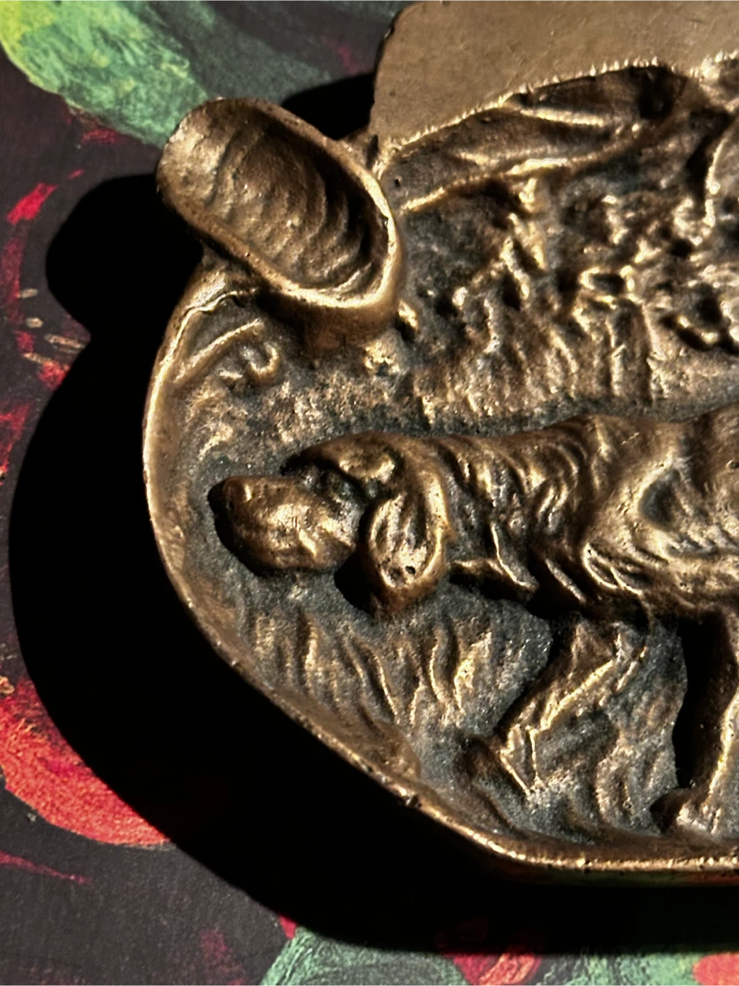 Antique bronze hunting dog ashtray - photo 2