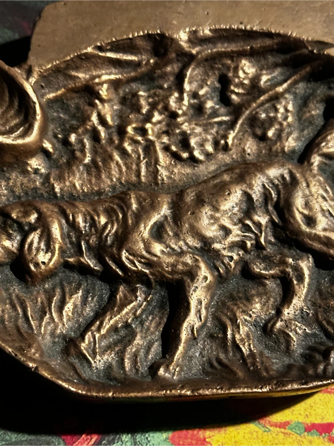 Antique bronze hunting dog ashtray - photo 3