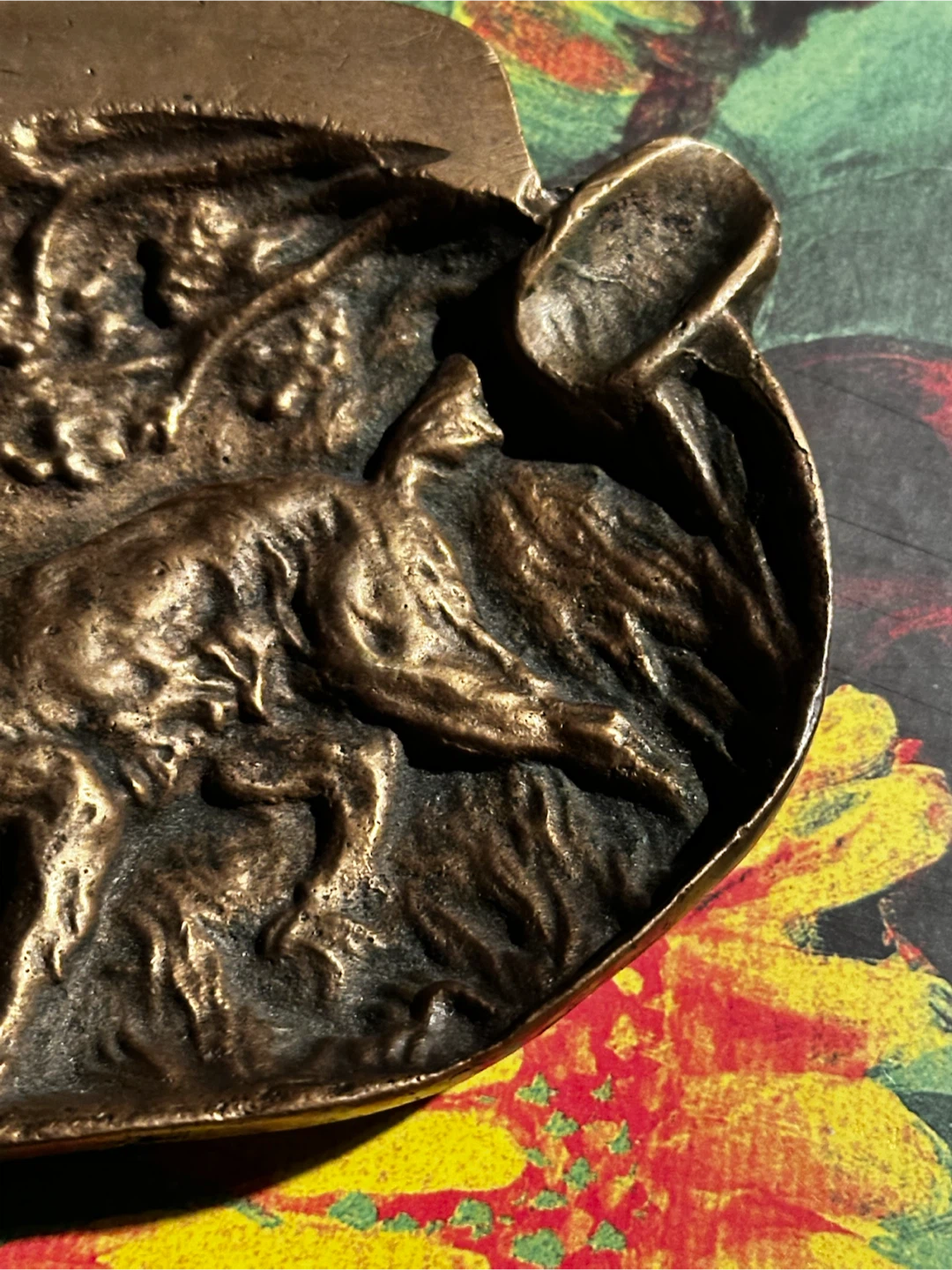 Antique bronze hunting dog ashtray - photo 4