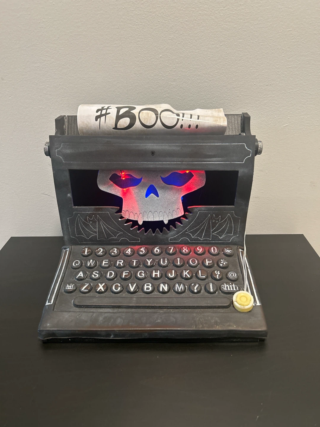 Light-Up Halloween Skull Typewriter Decor