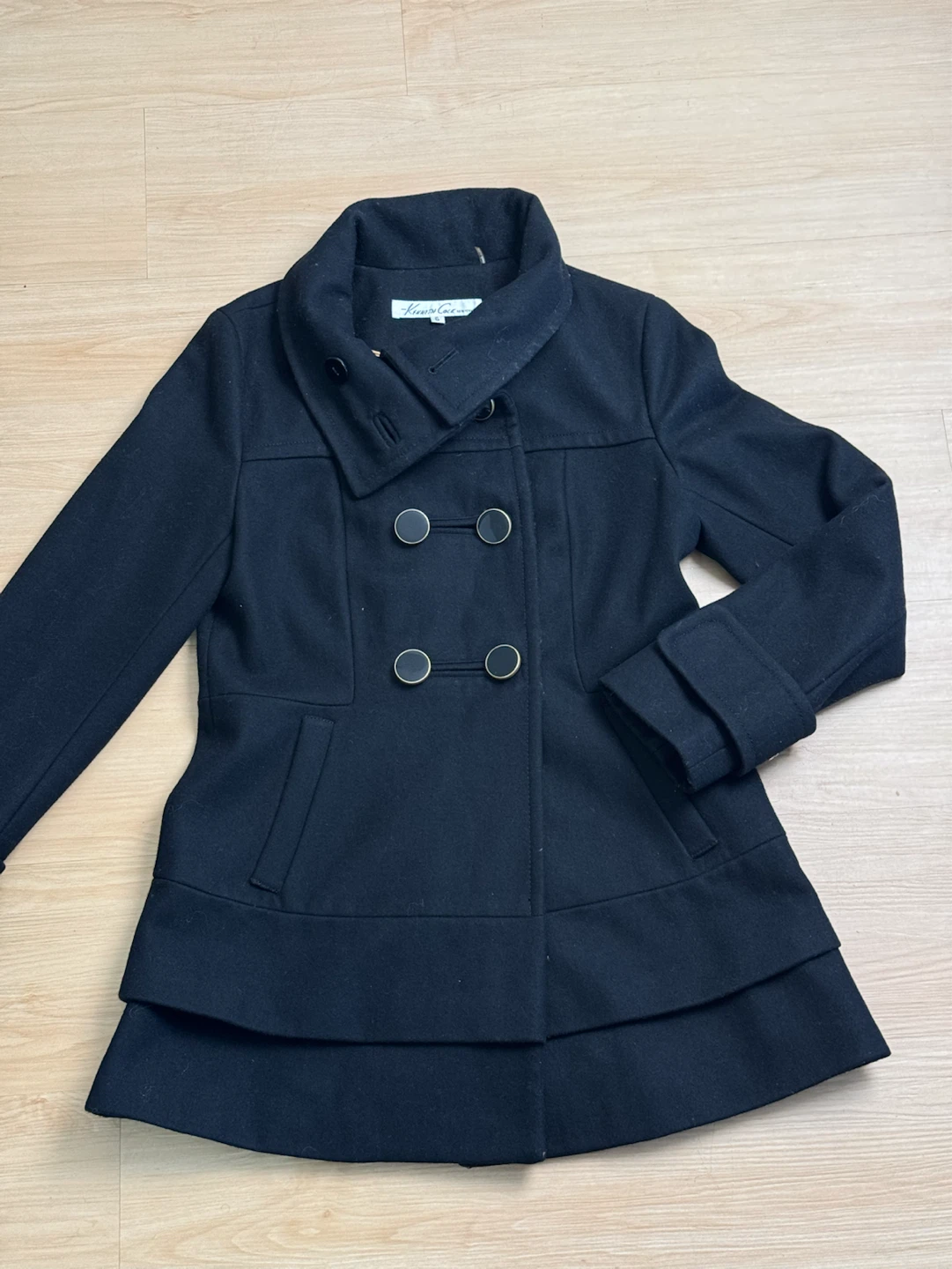 Kenneth Cole New York Black Wool Coat Size 6