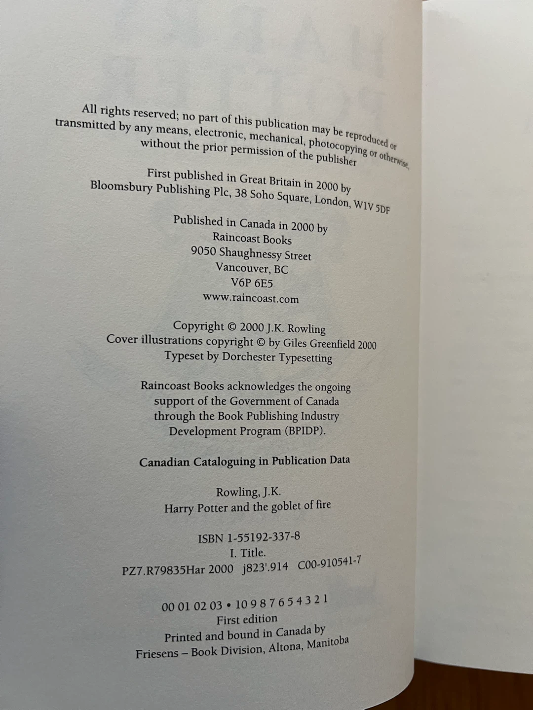 Harry Potter and the Goblet of Fire - First Canadian Edition - photo 2