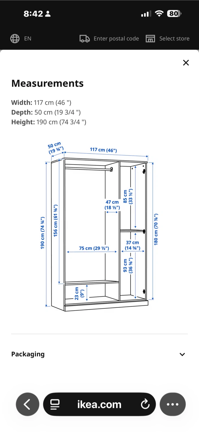 IKEA Brimnes 3-Door Wardrobe White - photo 4