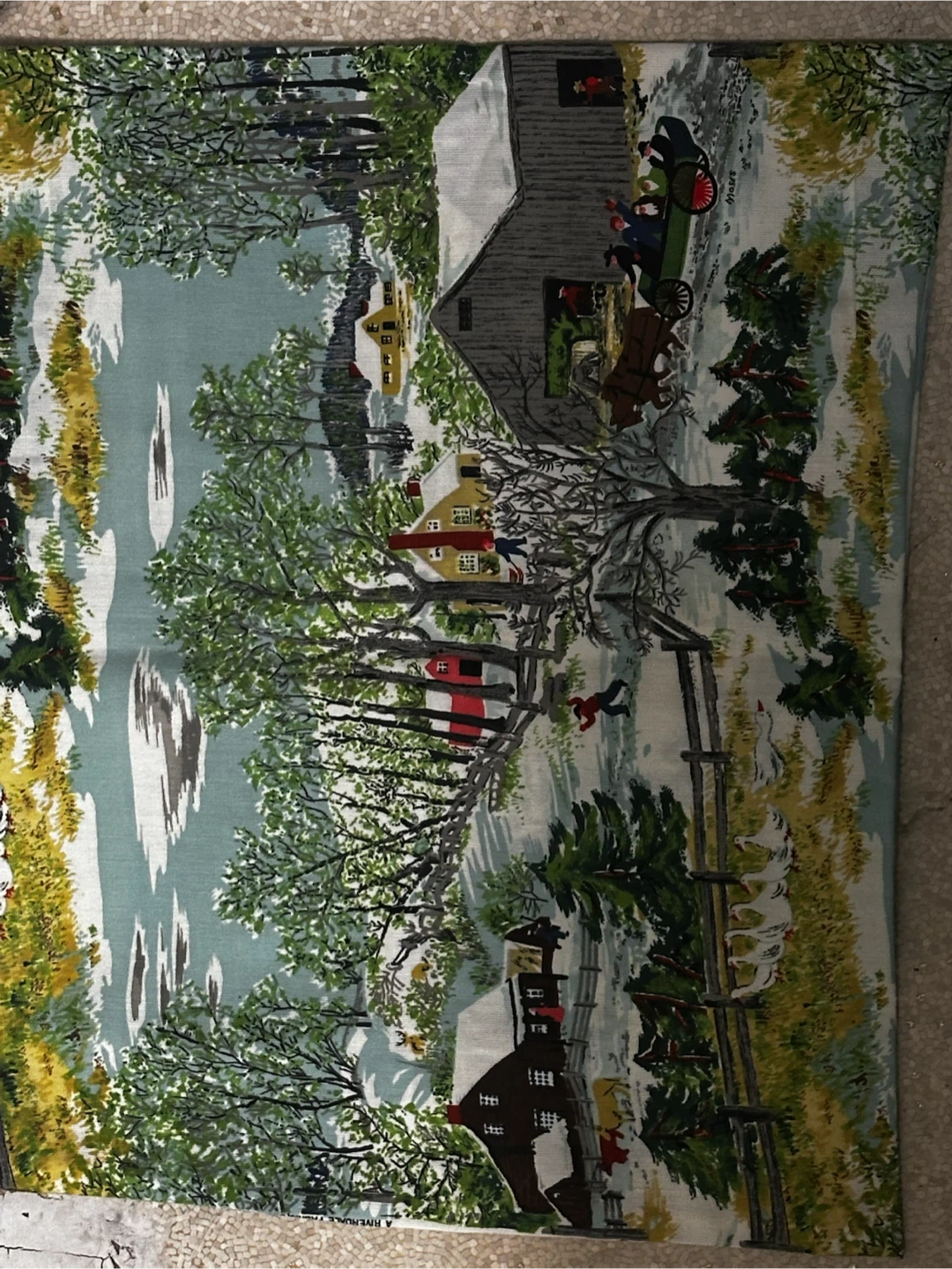 Vintage authentic grandma Moses pillow case
