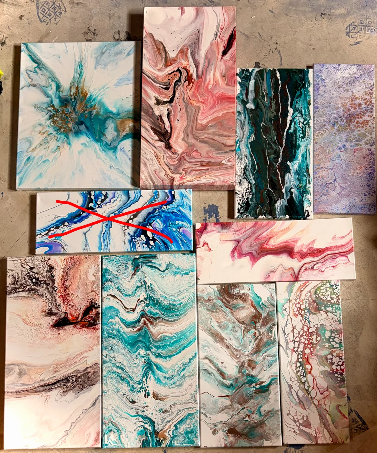 Original Acrylic Pour Paintings on Canvas