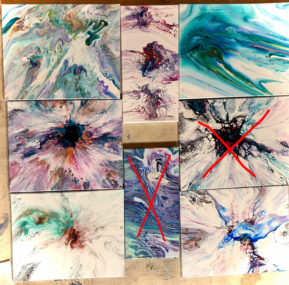 Original Acrylic Pour Paintings on Canvas - photo 2