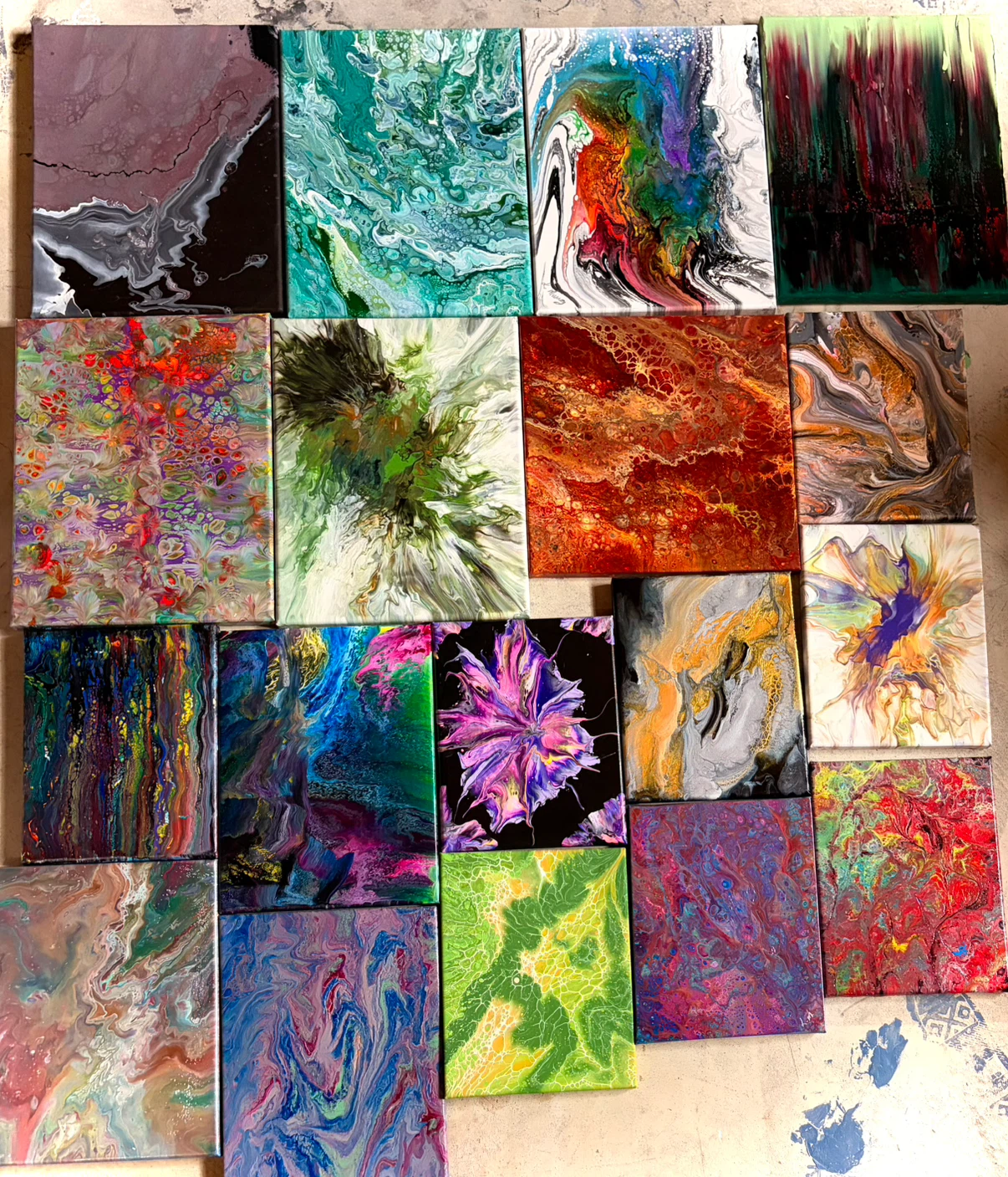 Original Acrylic Pour Paintings on Canvas - photo 5