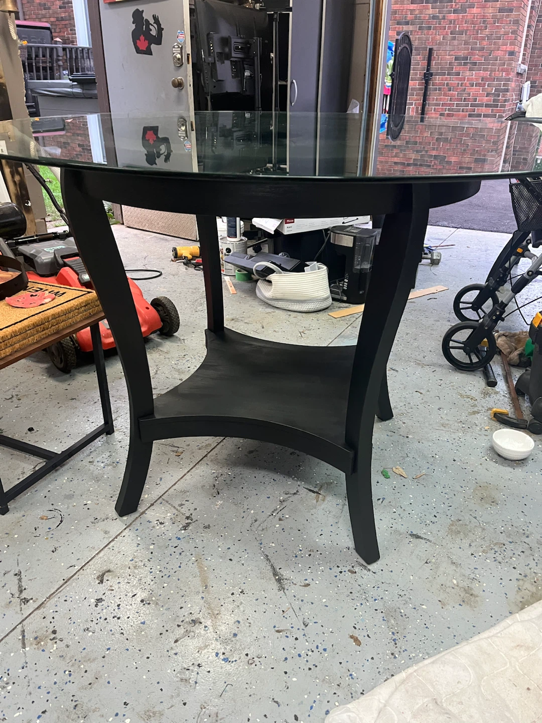 Black Round Glass Top pub Dining Table - photo 2