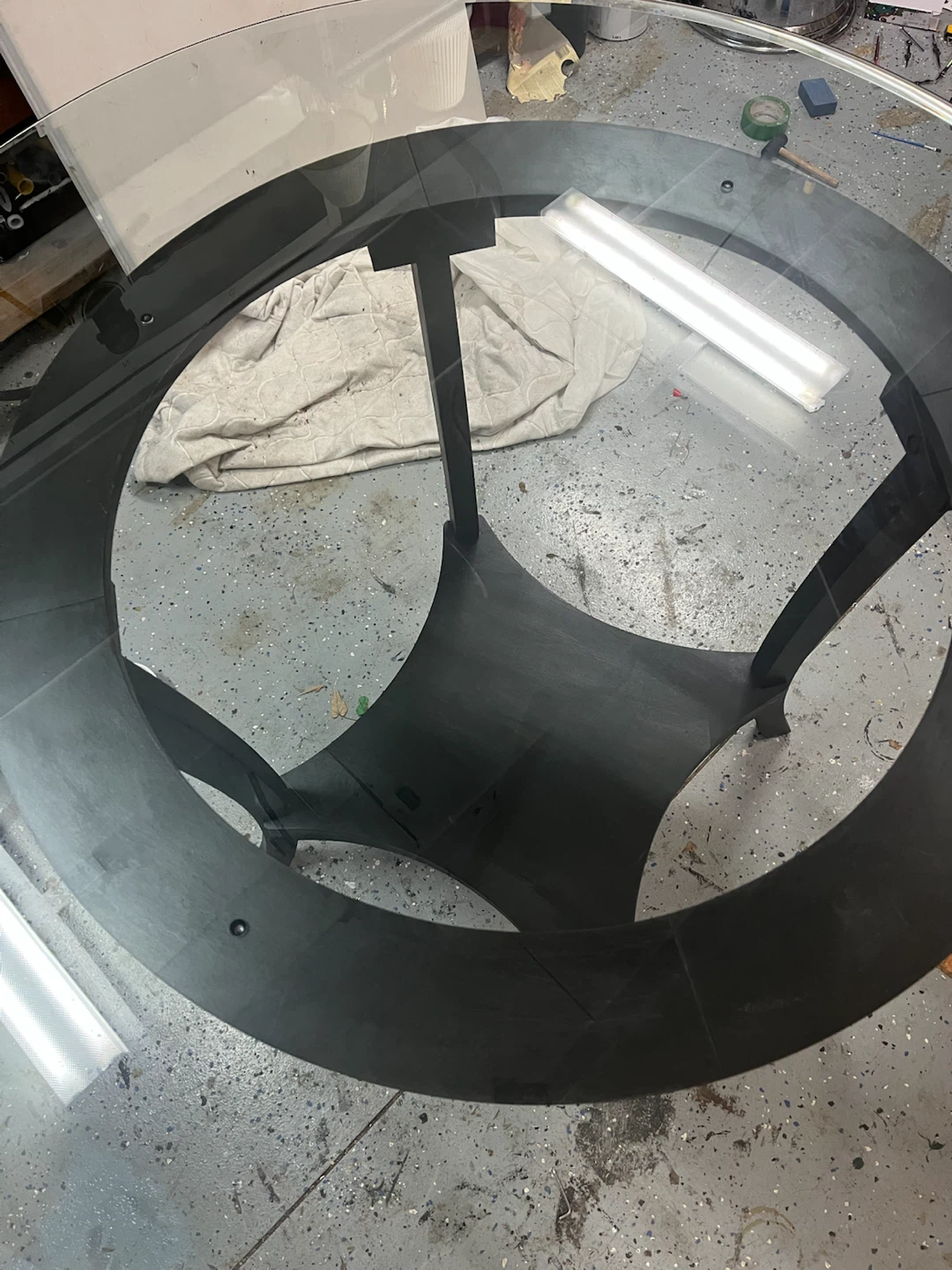 Black Round Glass Top pub Dining Table - photo 3