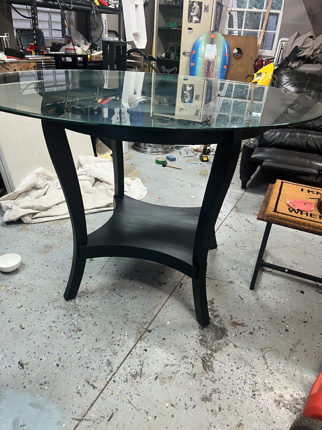 Black Round Glass Top pub Dining Table - photo 4