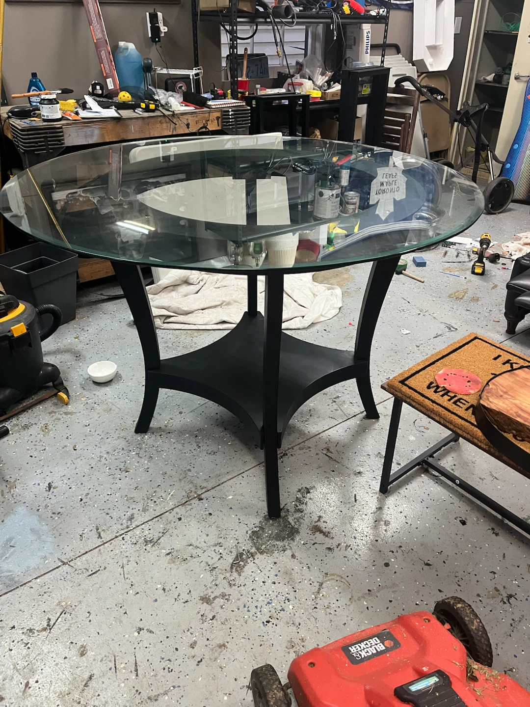 Black Round Glass Top pub Dining Table - photo 5
