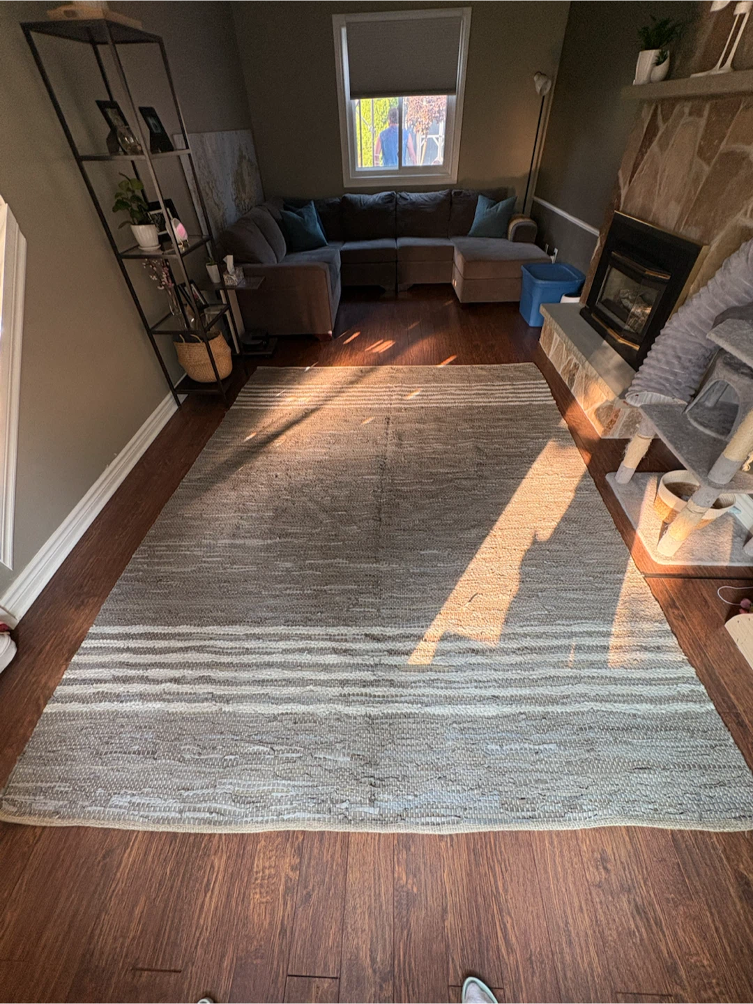 Genuine Woven Leather Area Rug – Neutral Grey/Taupe