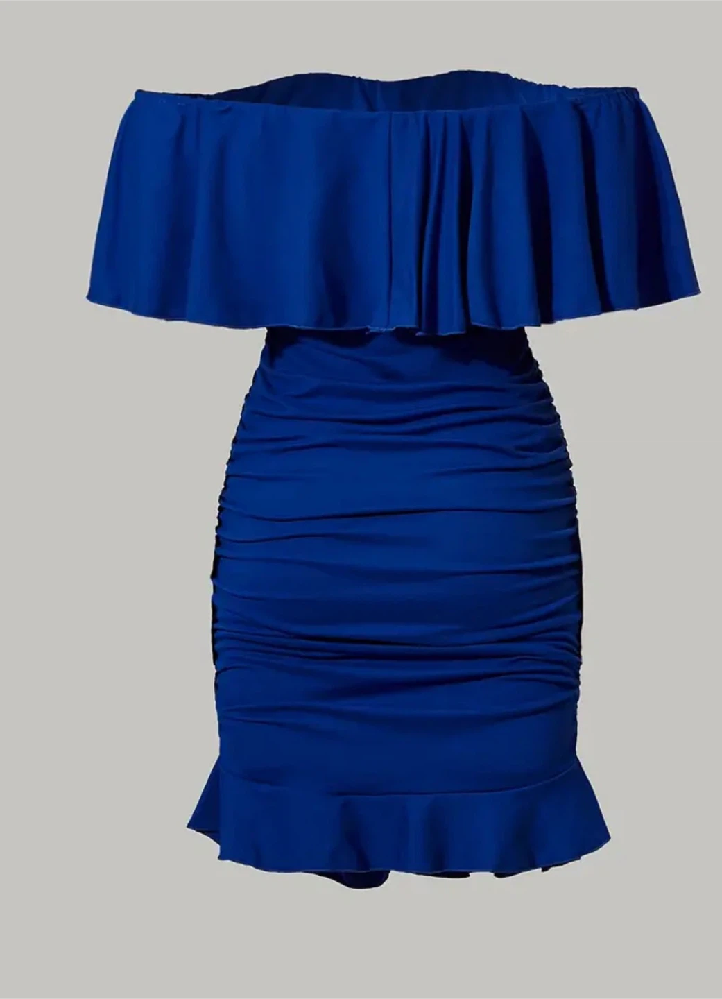 Royal Blue Off-Shoulder Ruched Mini Dress - photo 2