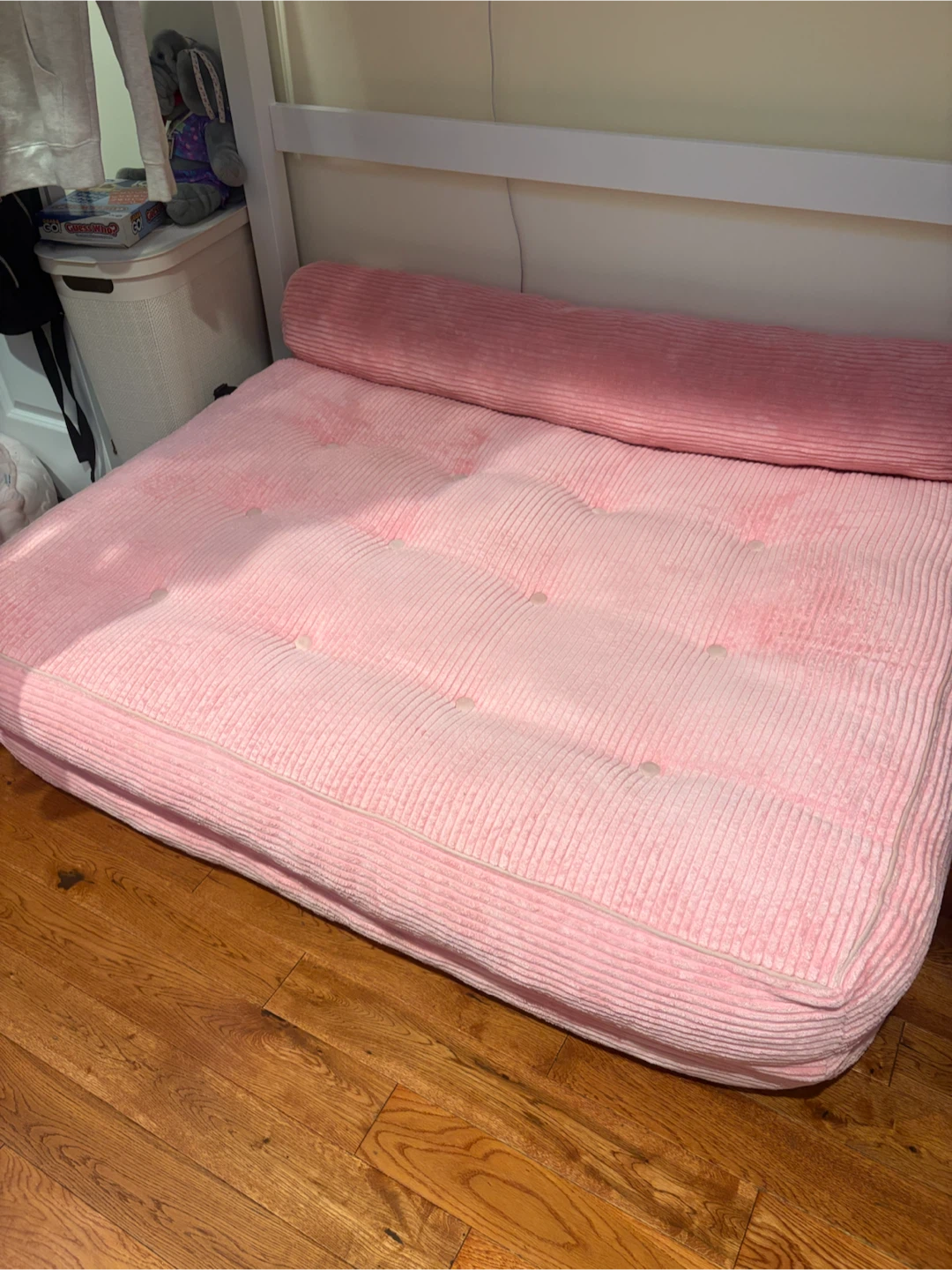 Full size Pink Corduroy Foldable Floor Mattress